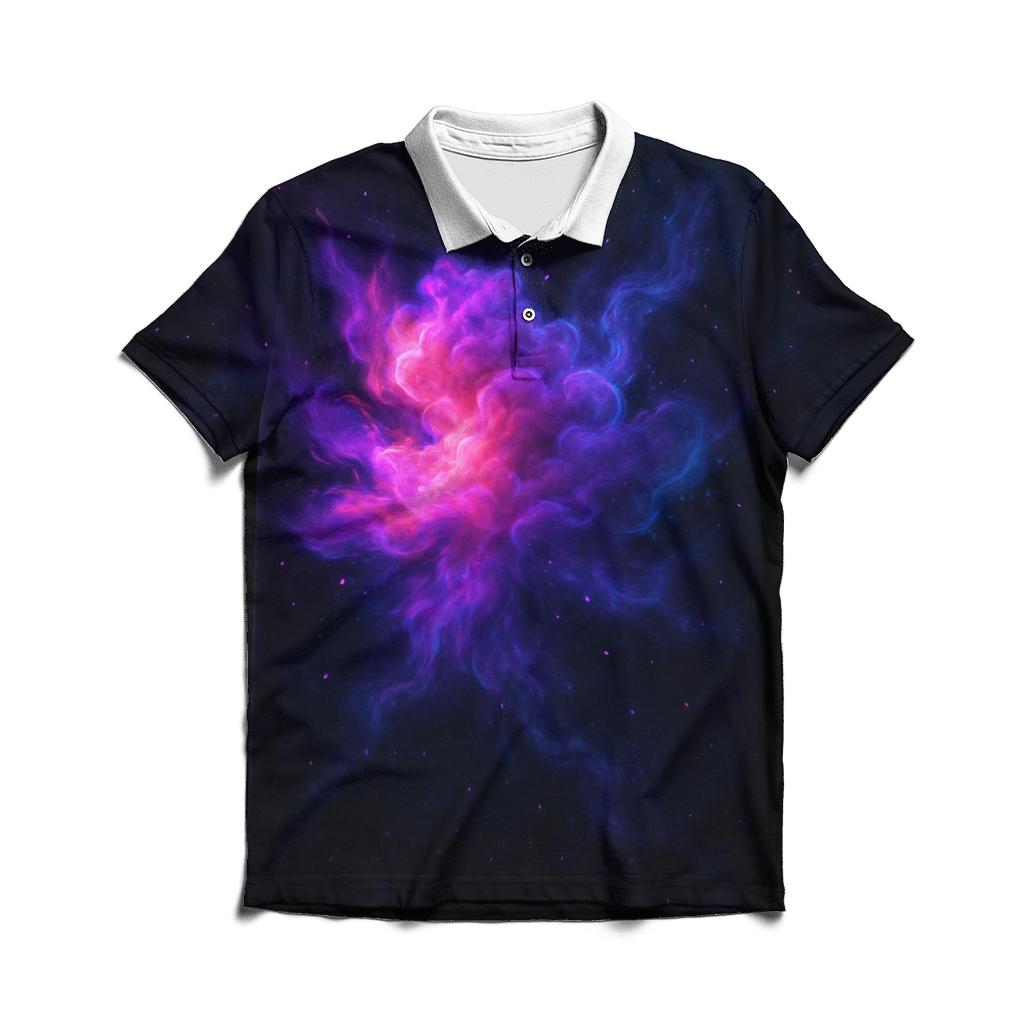 Cosmic Smoke Bloom premium cotton polo shirts