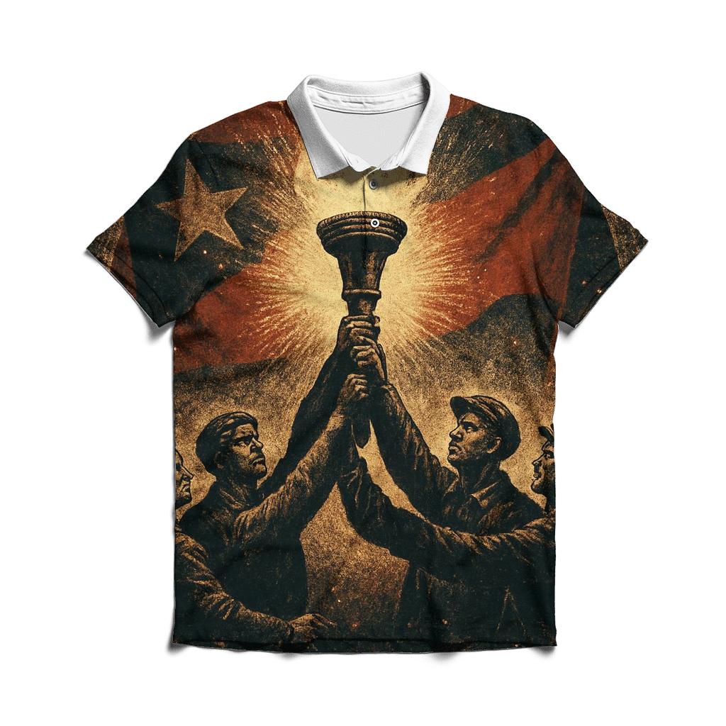 Flag And Flame Vigil premium cotton polo shirts
