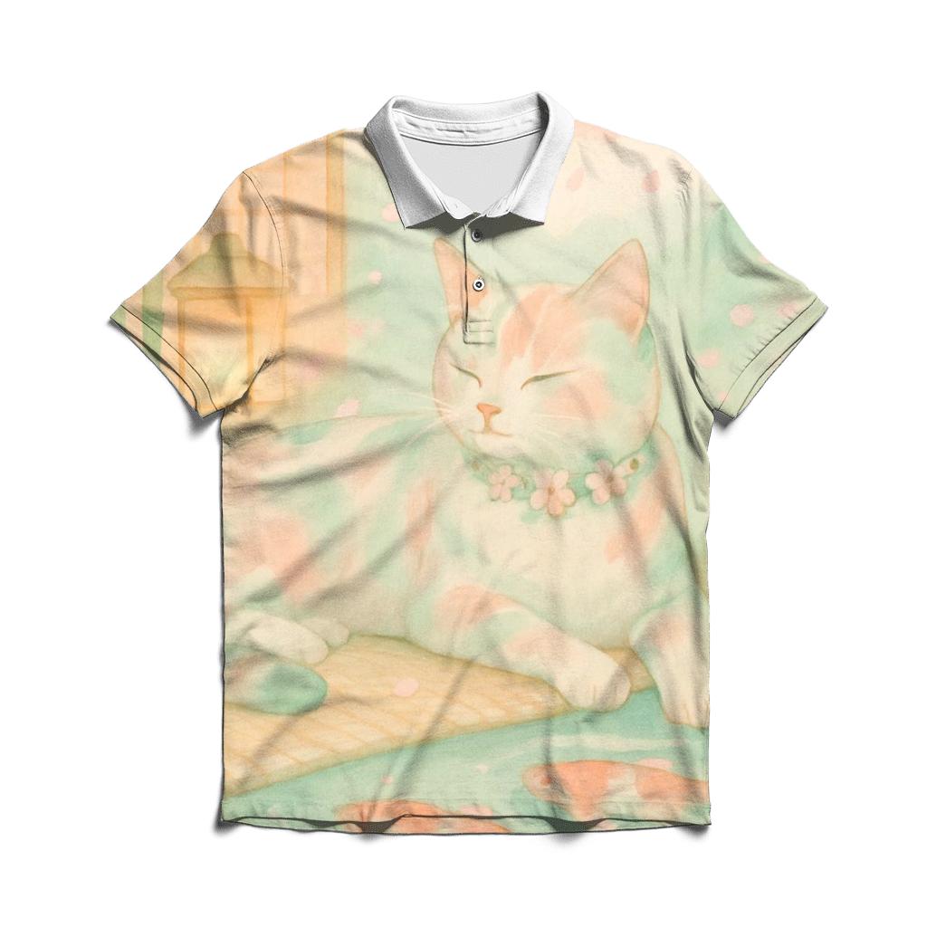 Tea Garden Whisper Cat classic pique polos