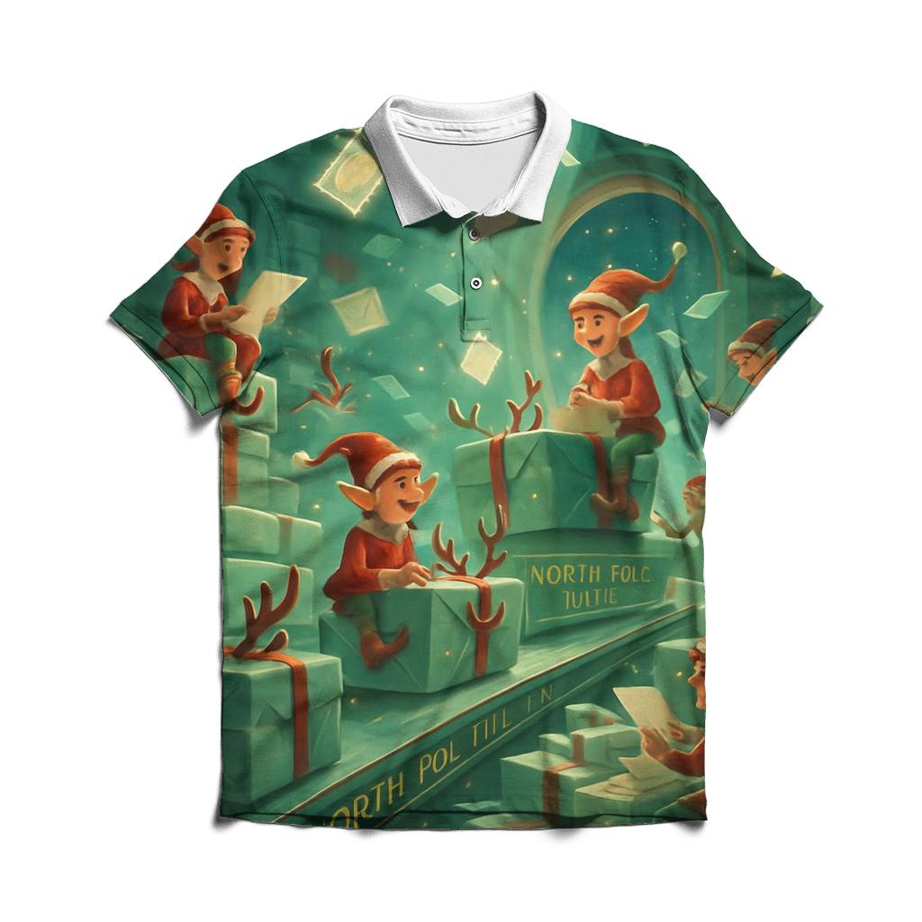North Pole Mailroom Shuffle custom polo shirts