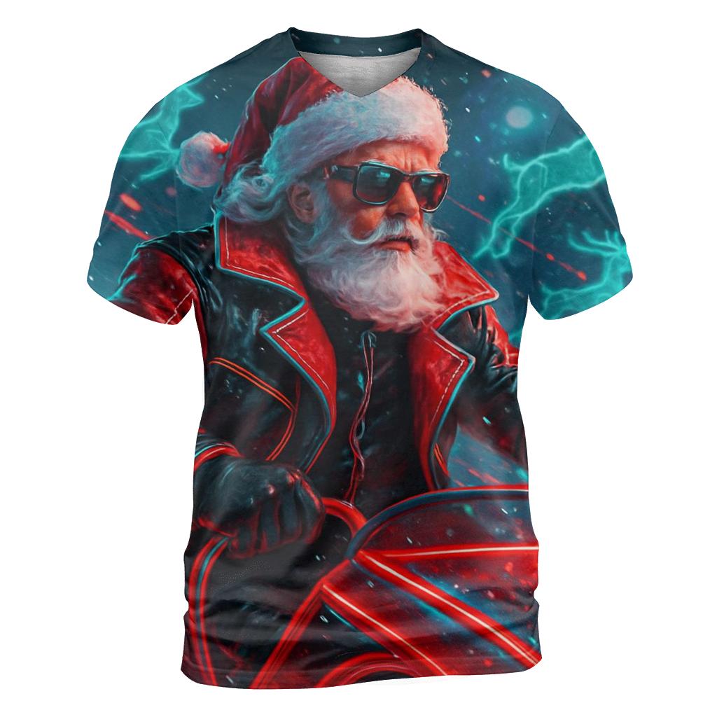 Neon Sleigh Pilot Santa statement graphic shirts