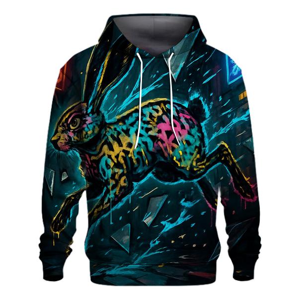 Graffiti Lightning Hare embroidered hoodies