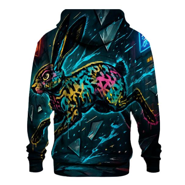 Graffiti Lightning Hare embroidered hoodies