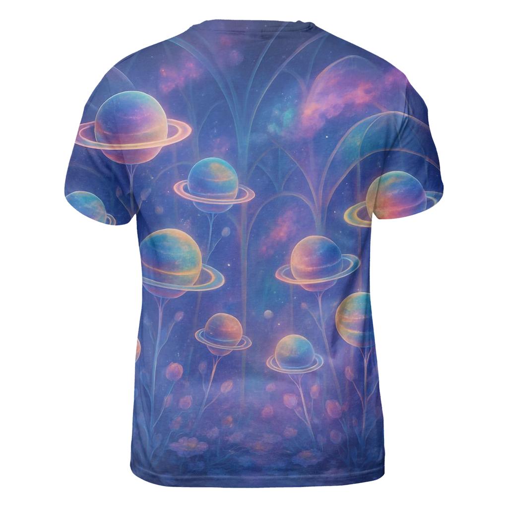 Quantum Garden Of Planets vibrant all-over design tees