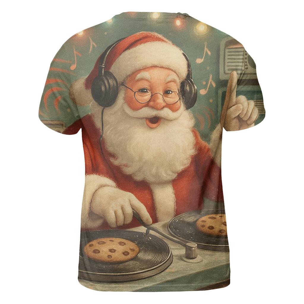 Retro Radio Santa DJ creative print fashion shirts
