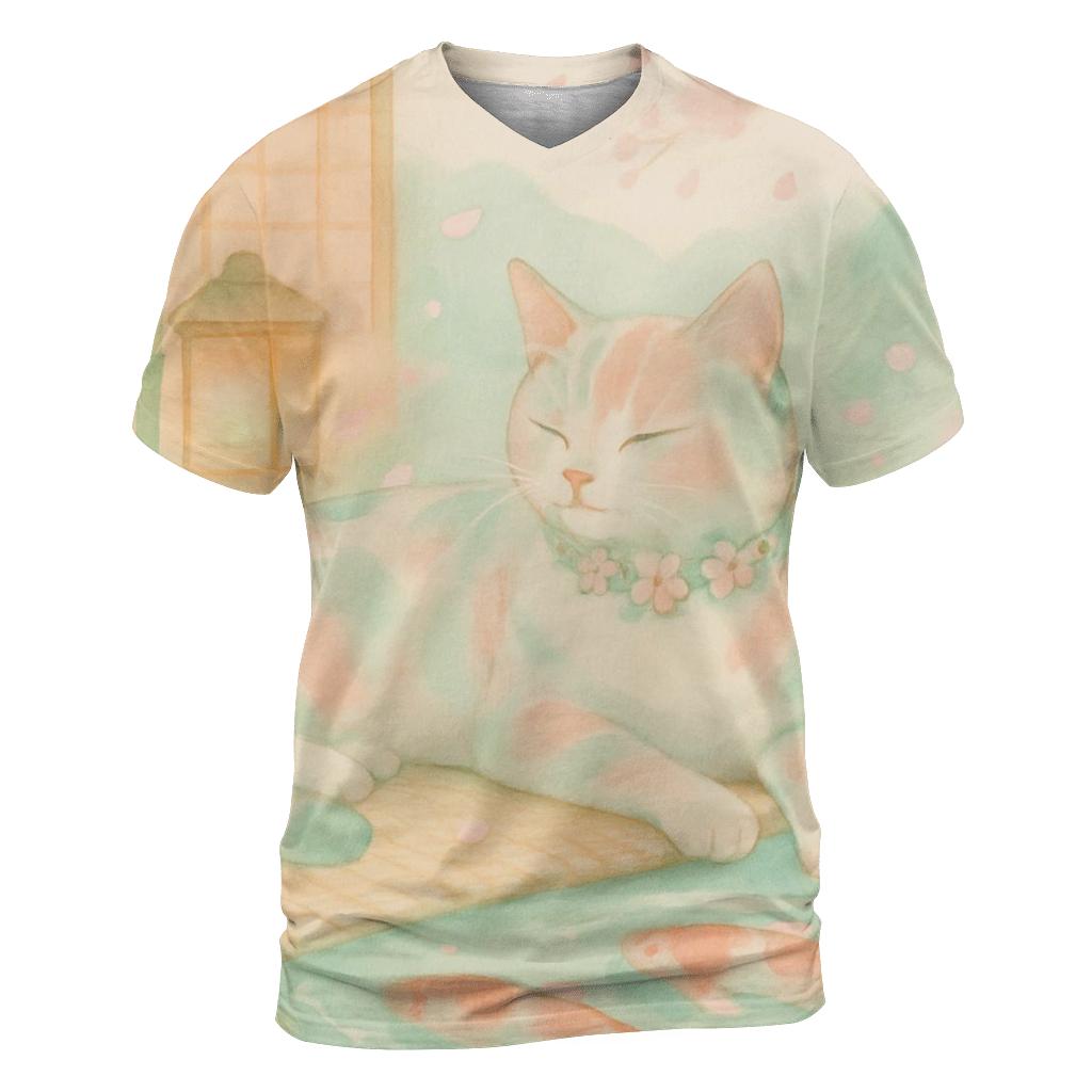 Tea Garden Whisper Cat trendy printed shirt styles