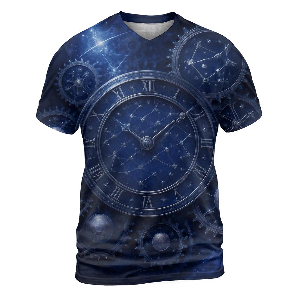 Clockwork Constellation artistic all-over print tops