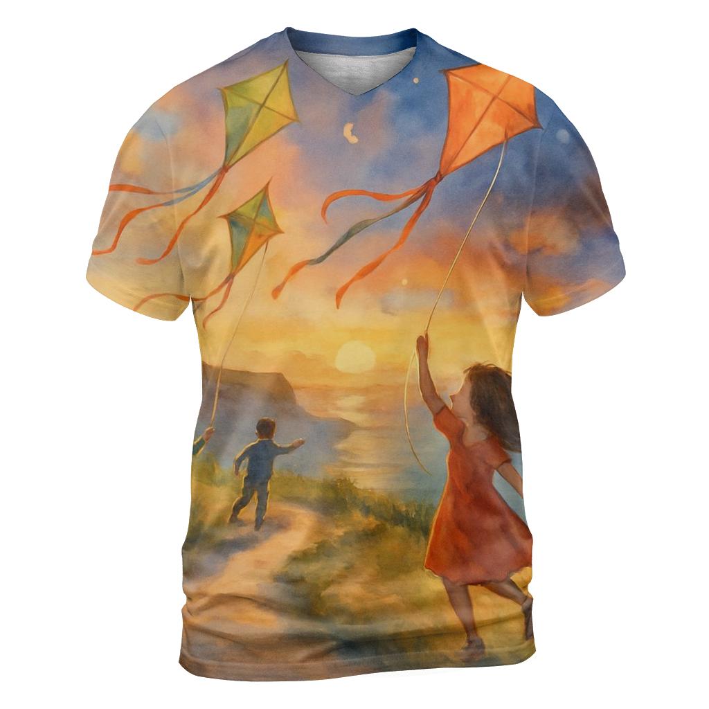 Golden Kite Passage artistic all-over print tops
