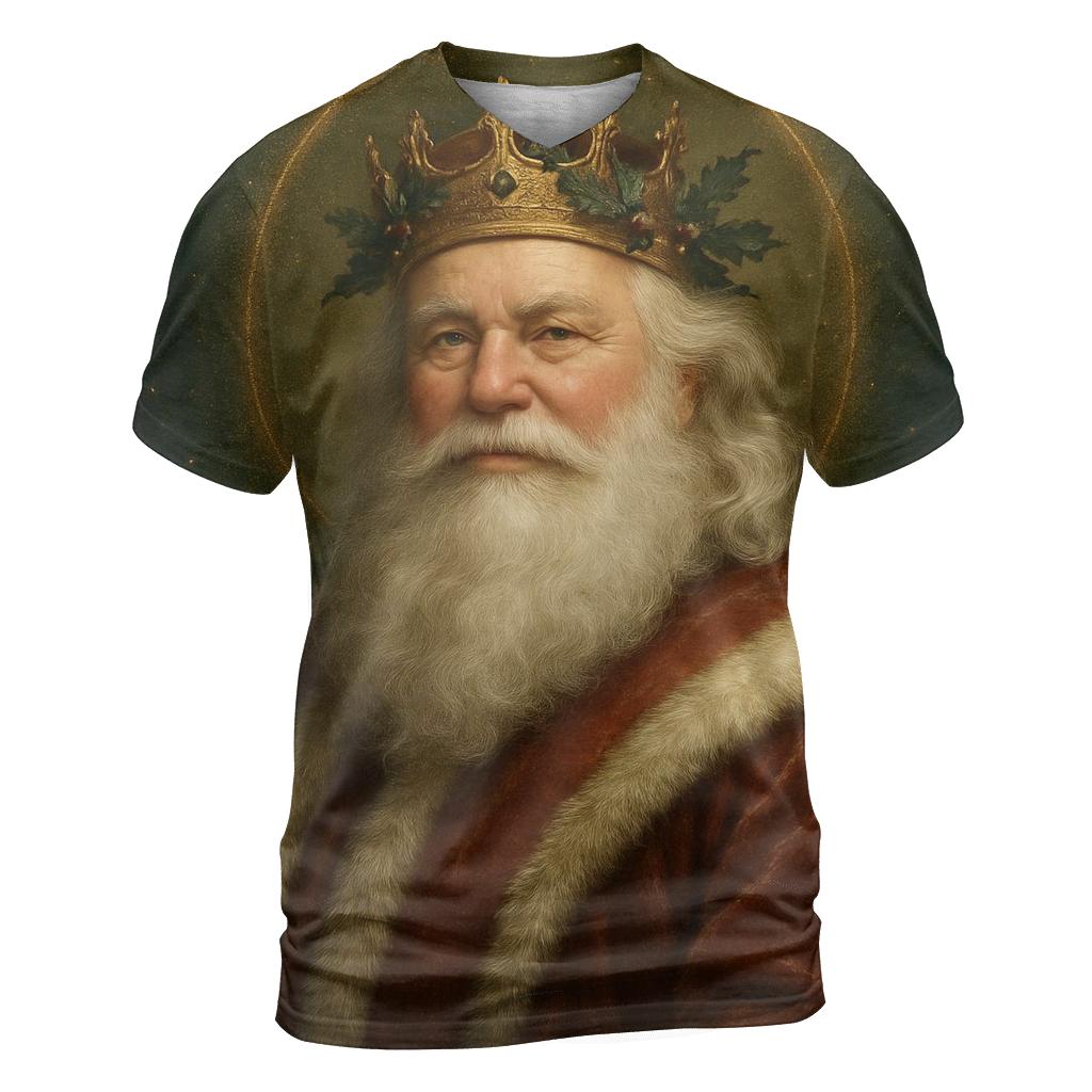 Golden Crown Santa Portrait custom all-over print shirts
