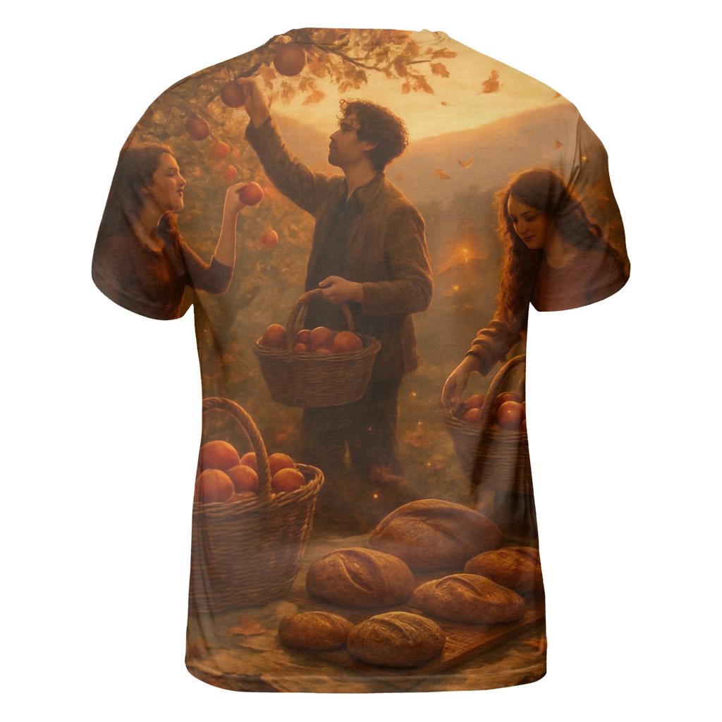 Sunset Orchard Gathering artistic all-over print tops