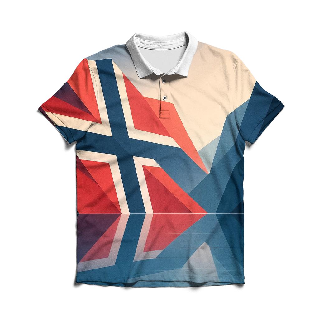 Nordic Fjord Geometry branded logo polo shirts
