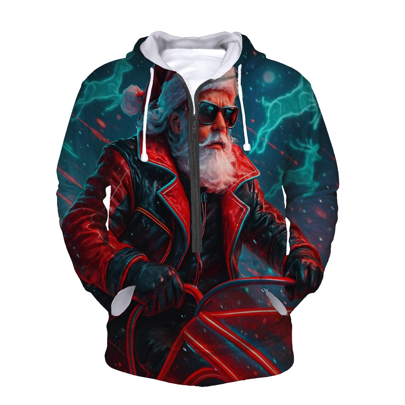 Neon Sleigh Pilot Santa designer hoodies