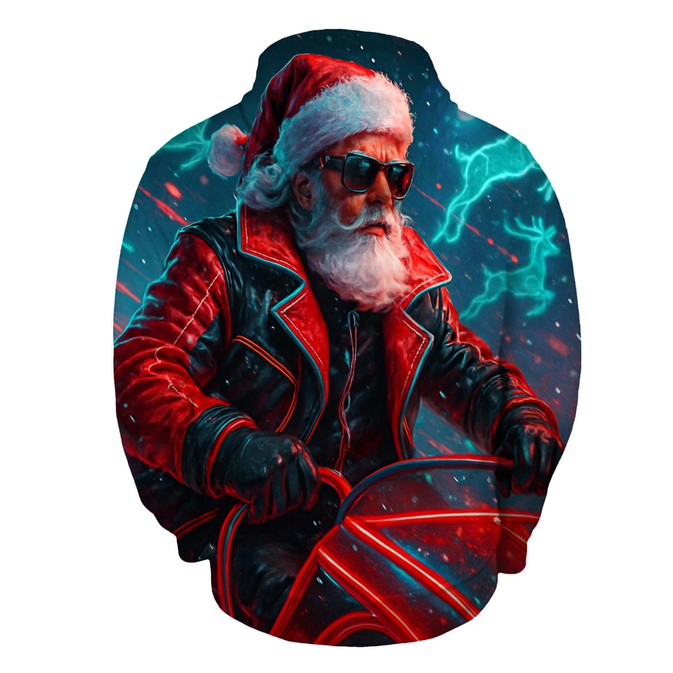 Neon Sleigh Pilot Santa designer hoodies