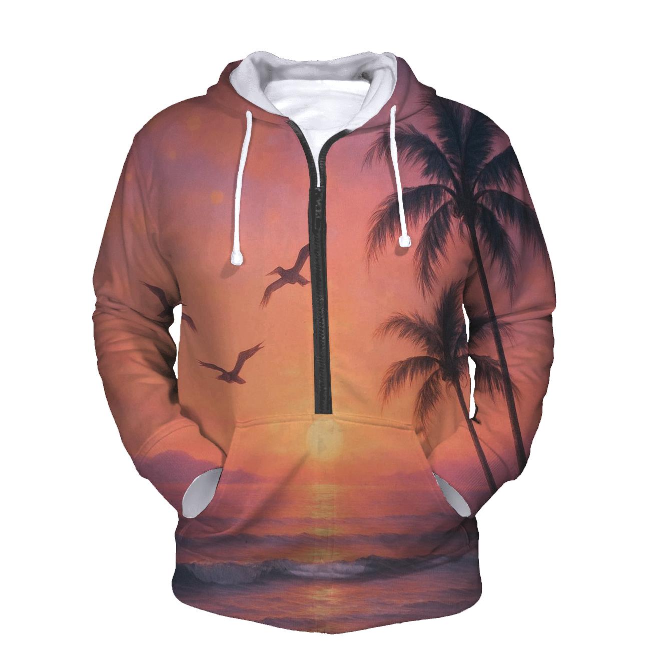 Coral Tide Horizon embroidered hoodies