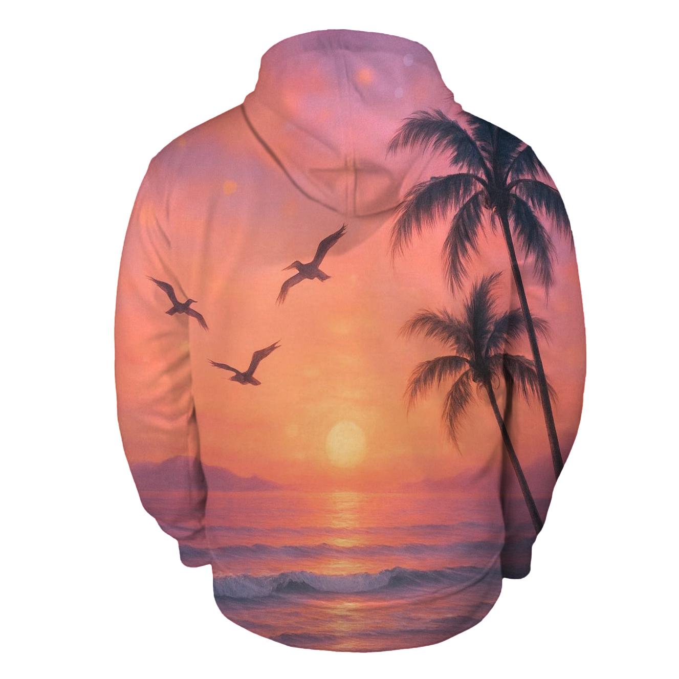 Coral Tide Horizon embroidered hoodies