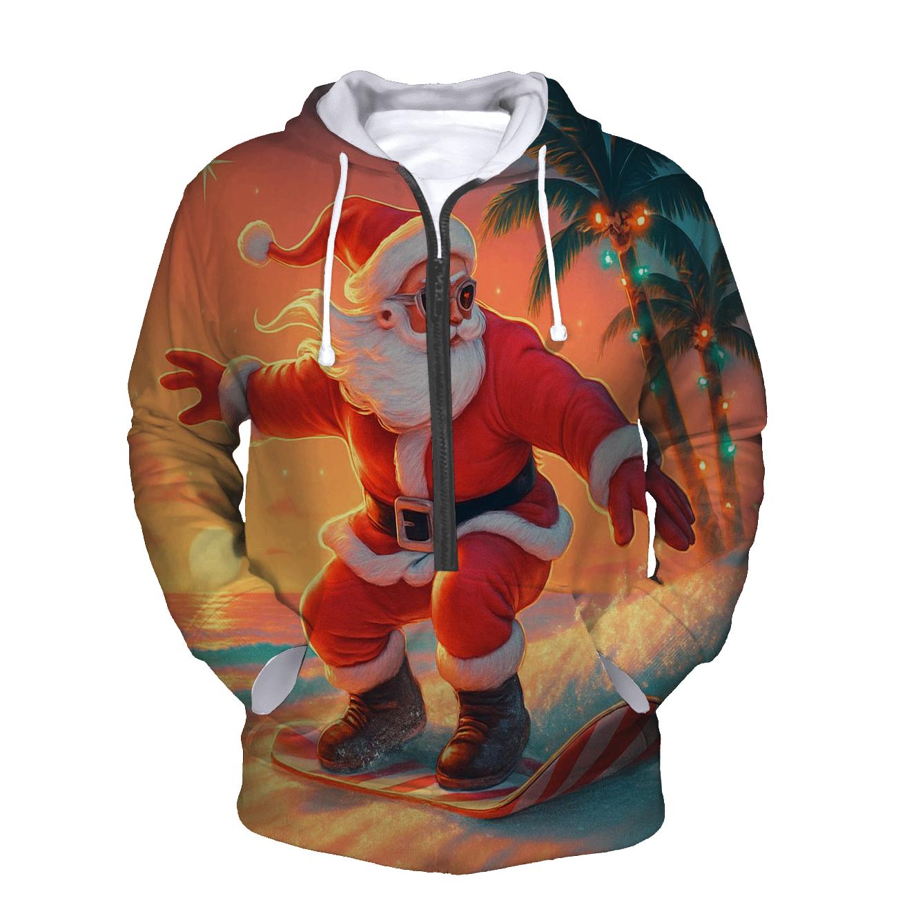 Surfer Santa Sunset heavyweight hoodies
