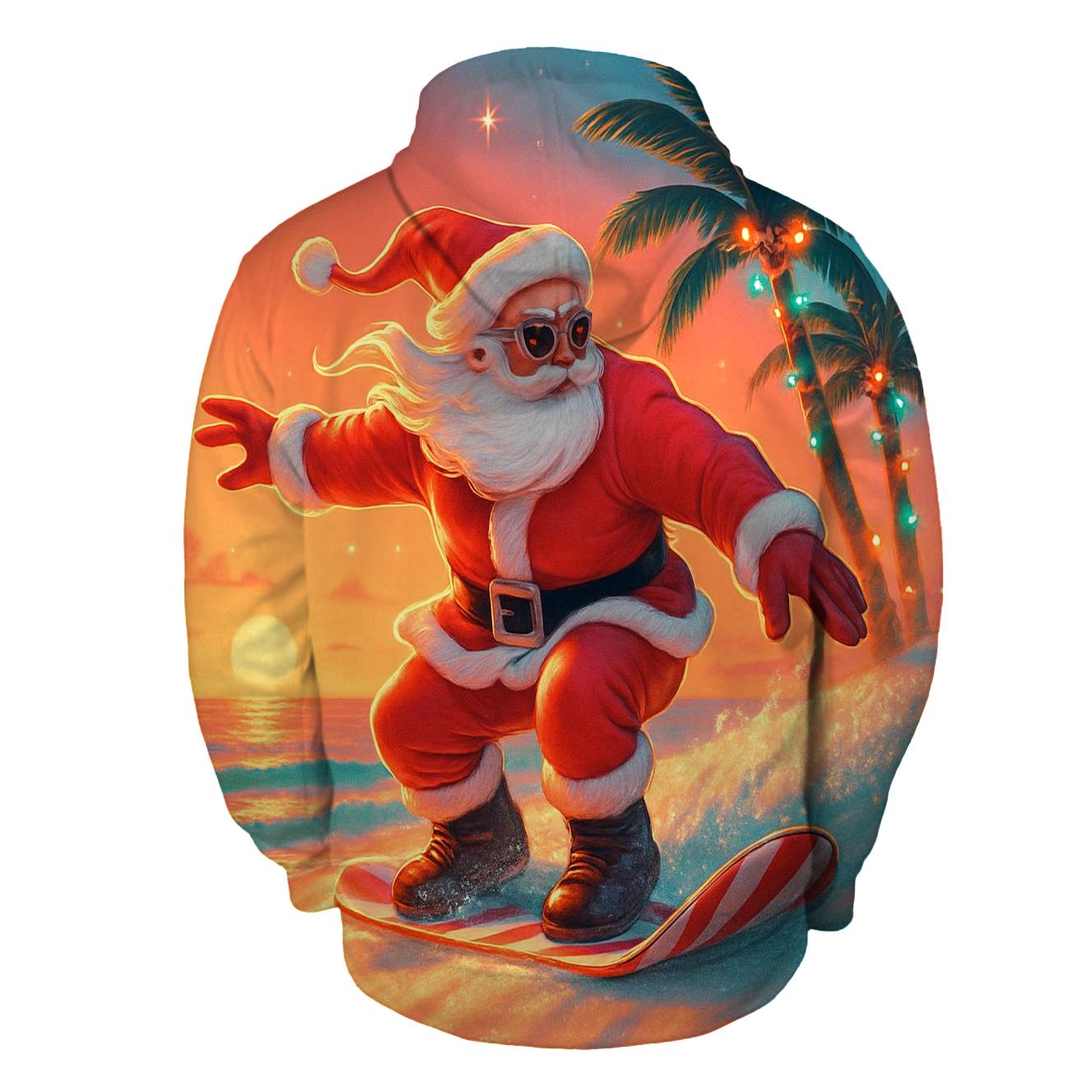 Surfer Santa Sunset heavyweight hoodies