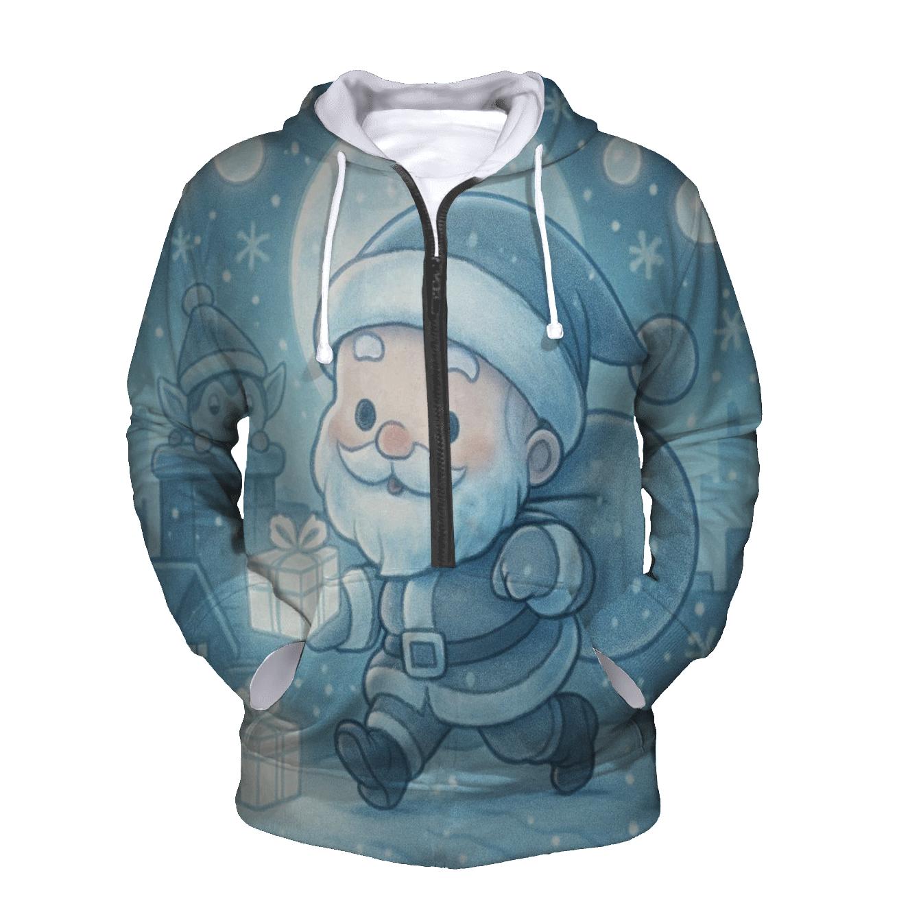 Chibi Skyline Rooftop Santa pullover hoodies