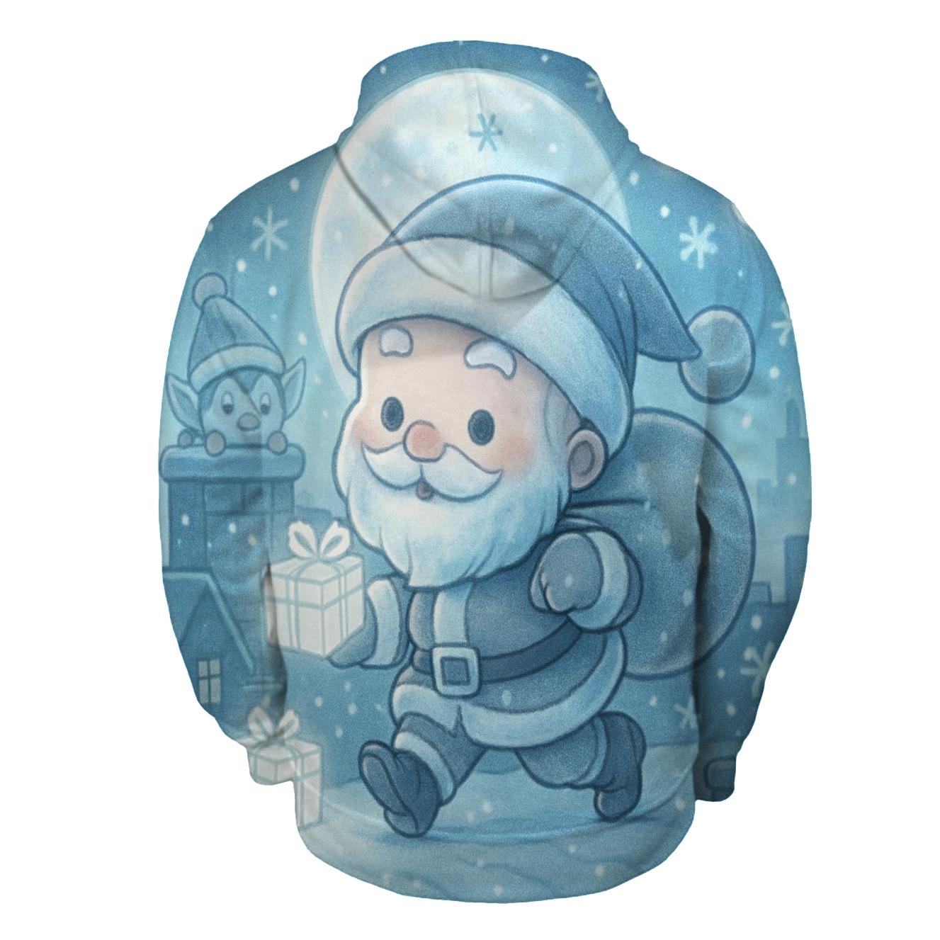 Chibi Skyline Rooftop Santa pullover hoodies