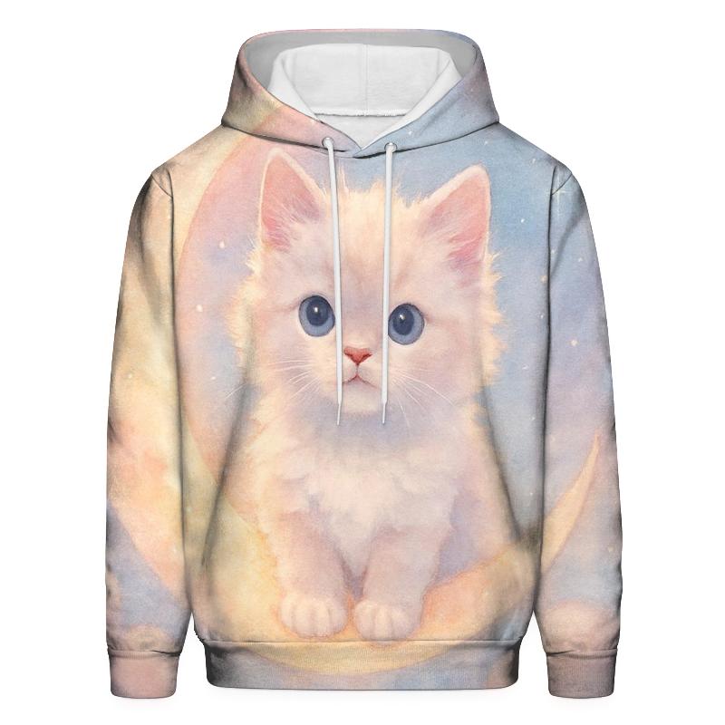 Moonlit Marshmallow Kitten hoodies fashion