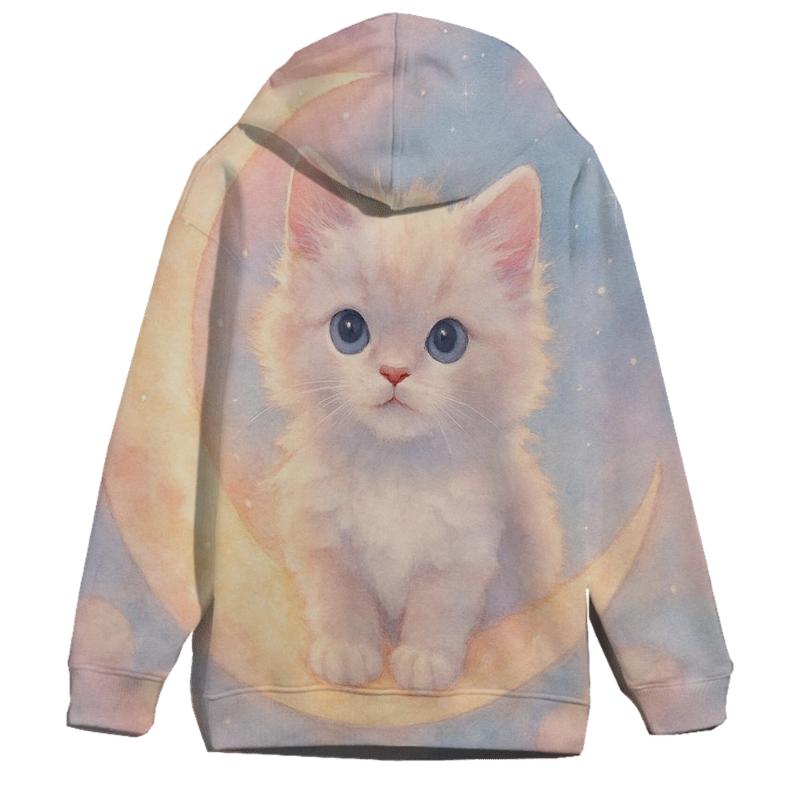 Moonlit Marshmallow Kitten hoodies fashion
