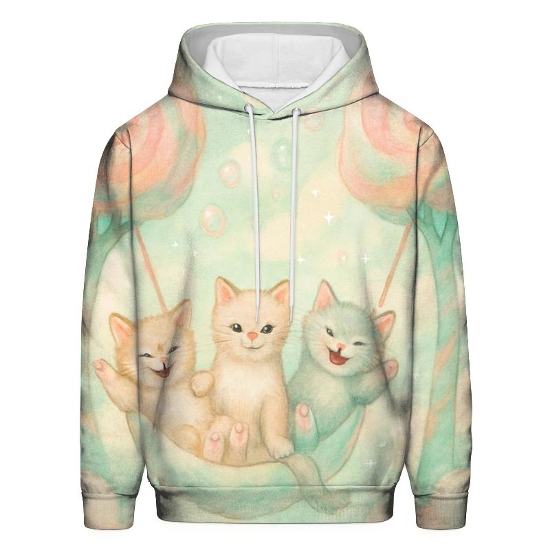 Minty Cloud Swing Kittens printed hoodies