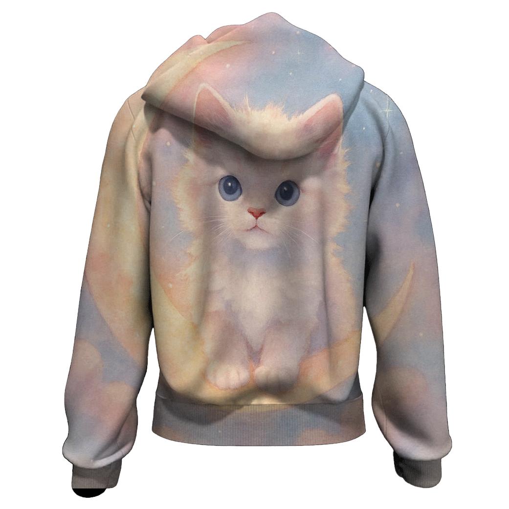 Moonlit Marshmallow Kitten printed hoodies