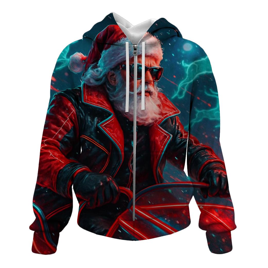 Neon Sleigh Pilot Santa printed hoodies