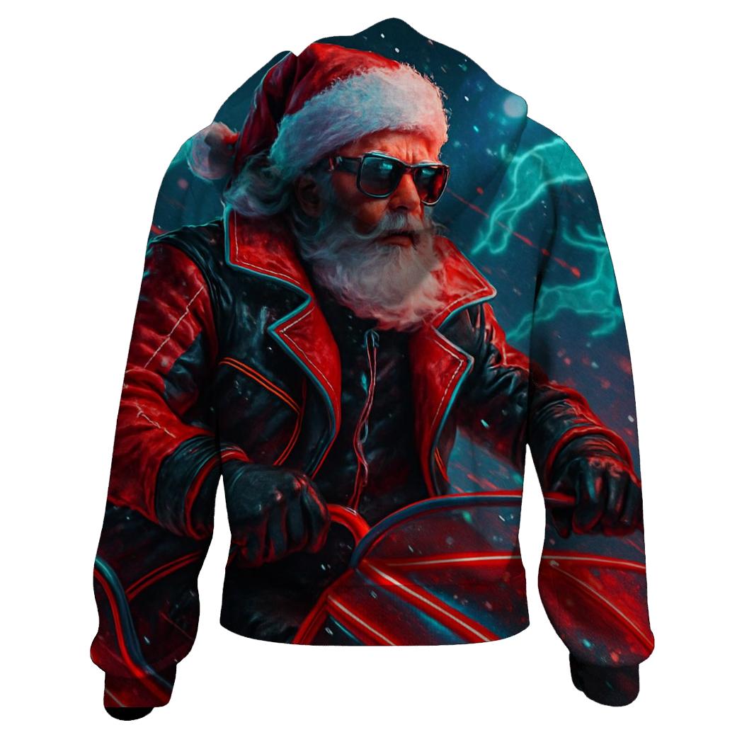 Neon Sleigh Pilot Santa printed hoodies