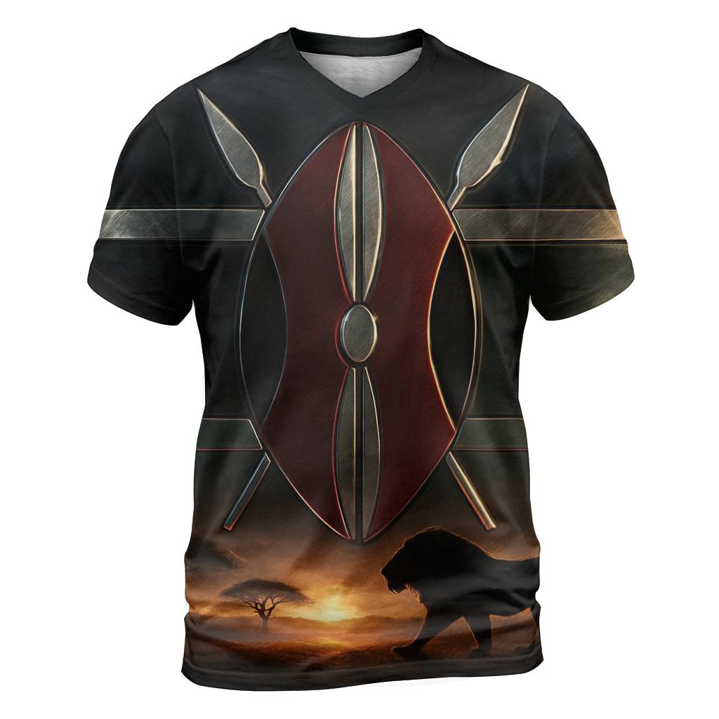 Savanna Shield Metallic artistic all-over print tops