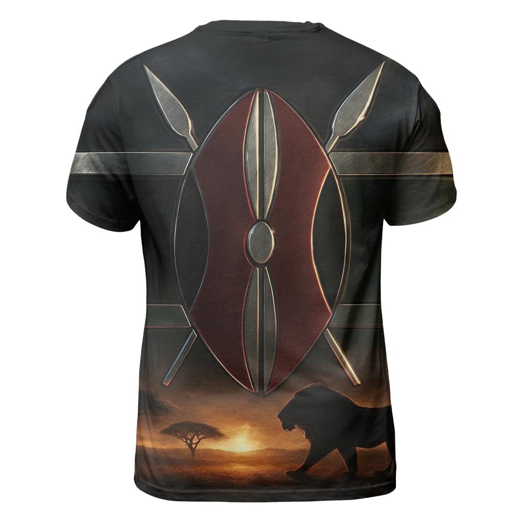 Savanna Shield Metallic artistic all-over print tops