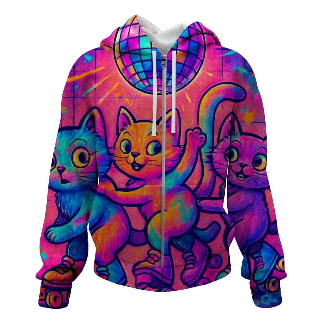 Retro Roller Disco Kittens pullover hoodies