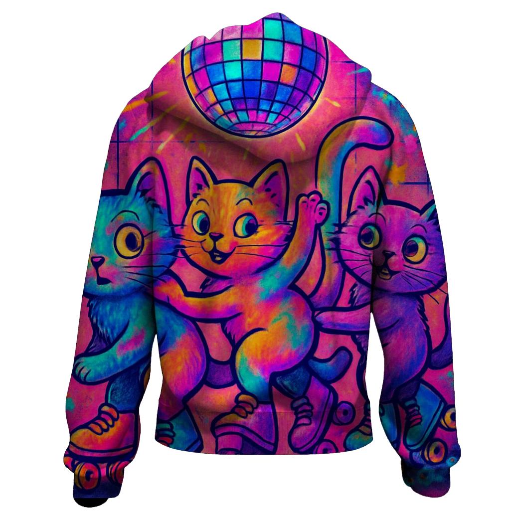 Retro Roller Disco Kittens pullover hoodies