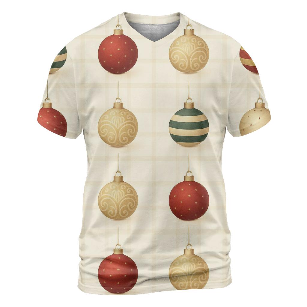 Ornament Grid With Plaid Underlay On Cream Background personalized full print shirts