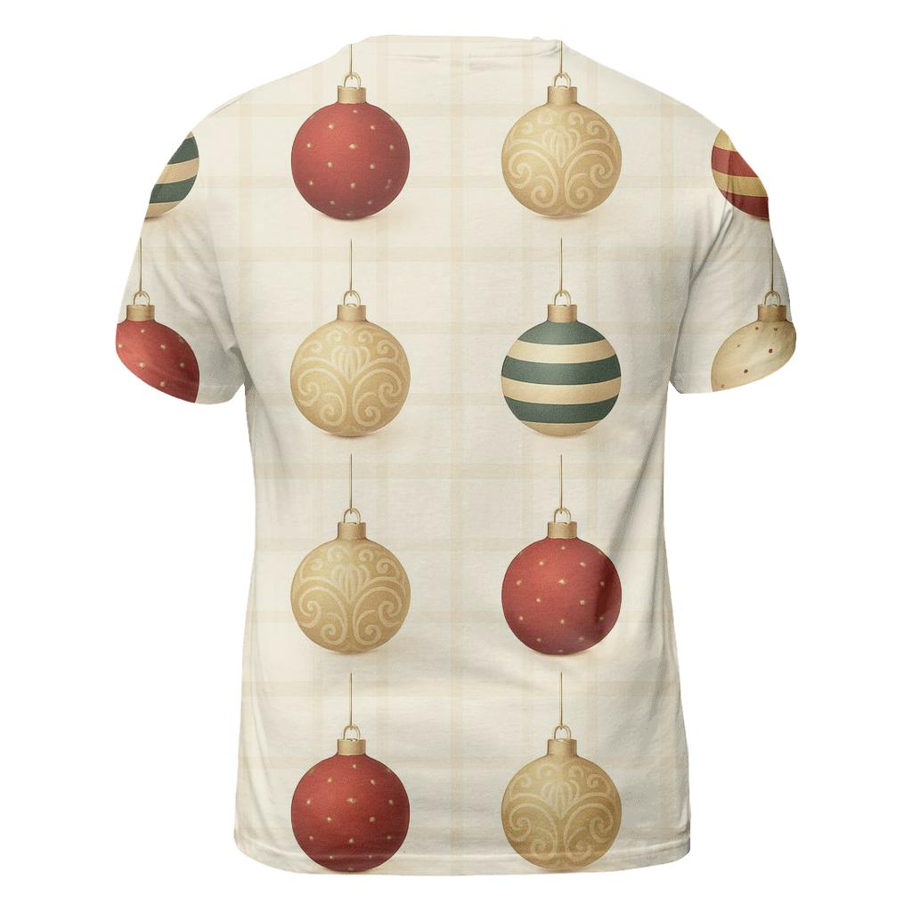 Ornament Grid With Plaid Underlay On Cream Background personalized full print shirts