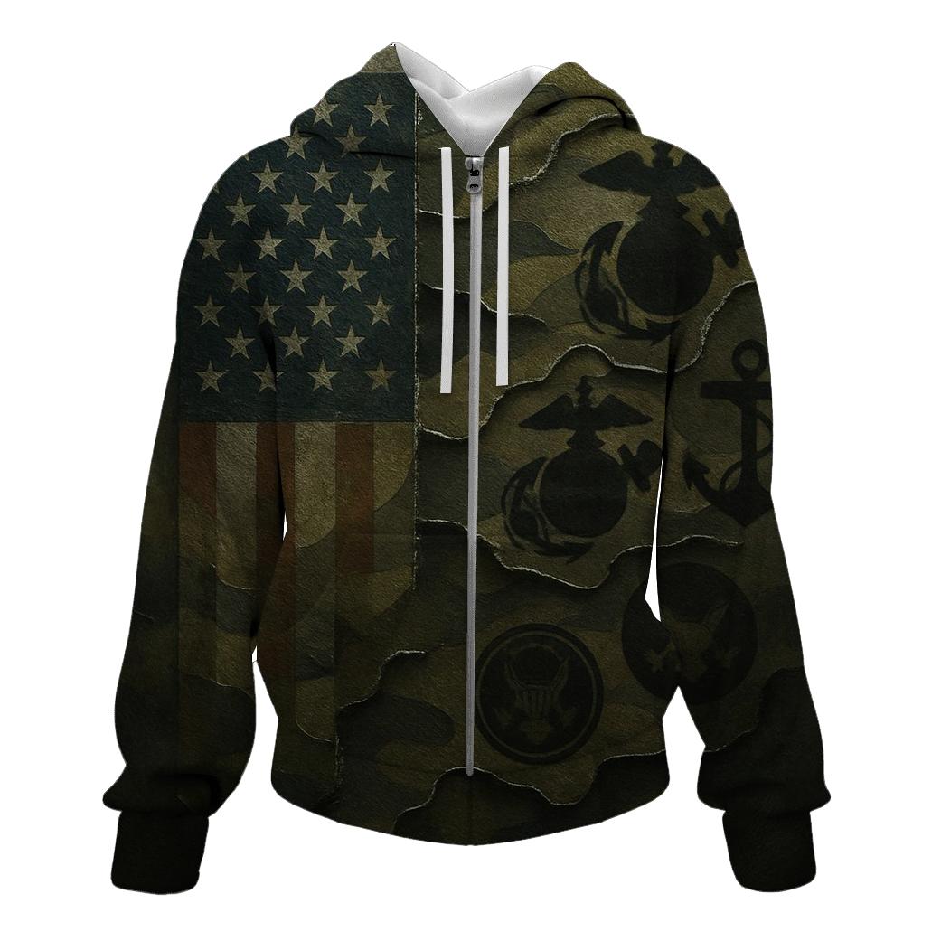 Camouflage Flag Fusion printed hoodies
