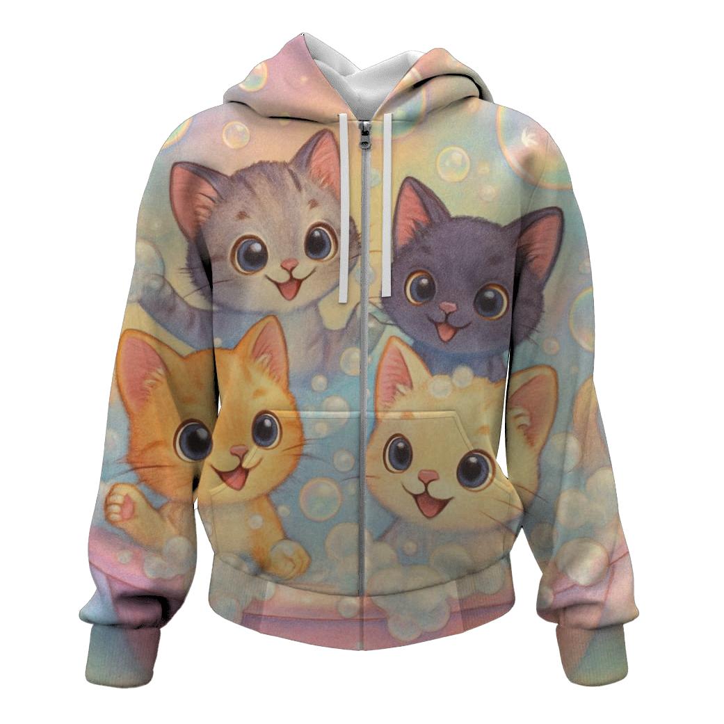 Bubble Bath Whisker Parade lightweight hoodies