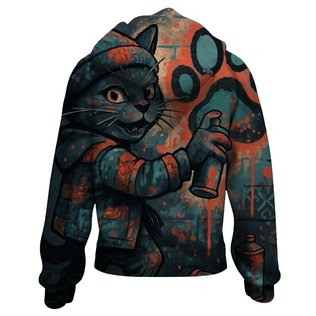 Patchwork Street Artist Cat pullover hoodies