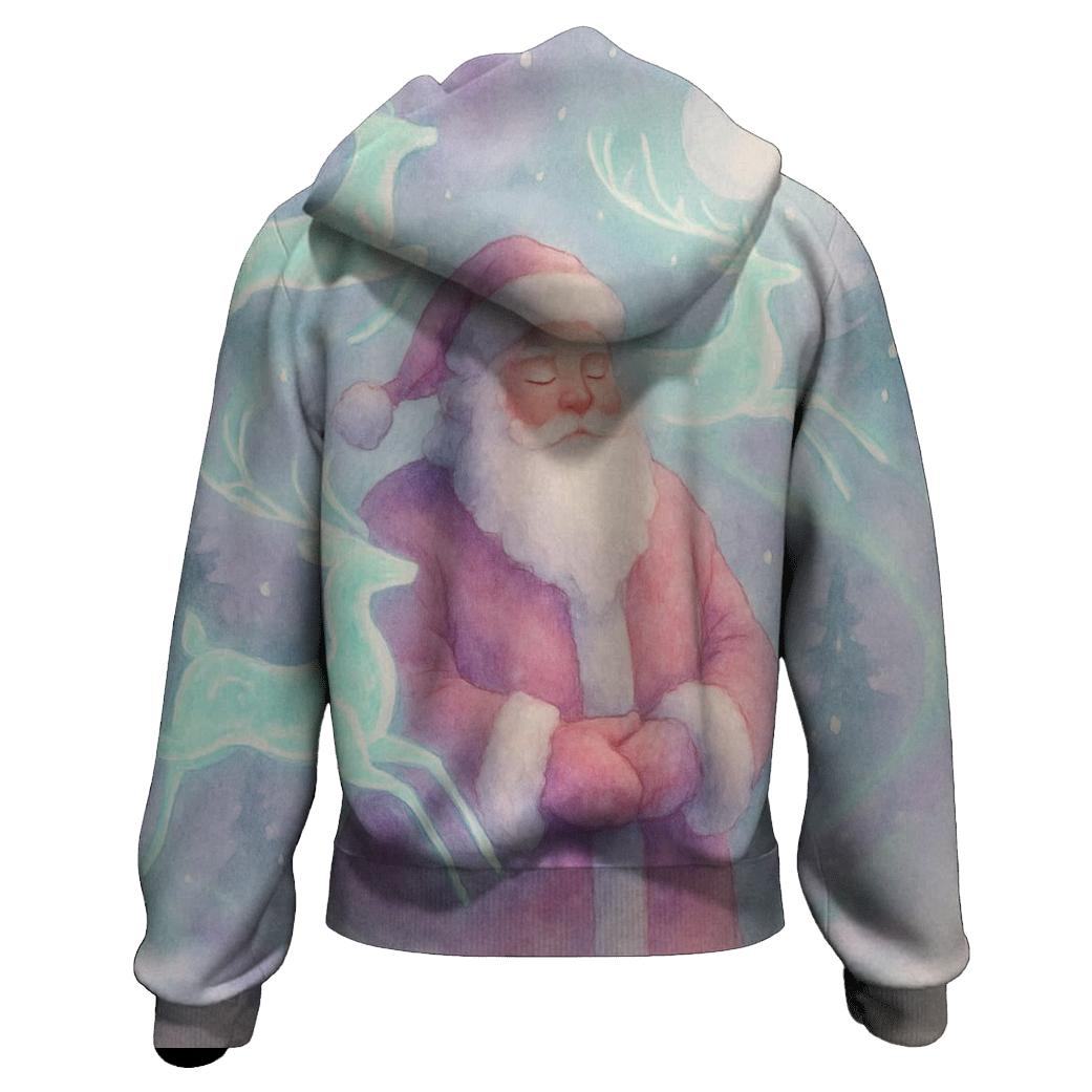 Dreamwater Santa And Aurora Reindeer zip-up hoodies