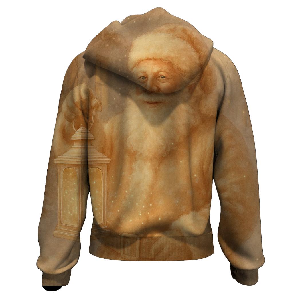 Ivory Lantern Santa graphic hoodies
