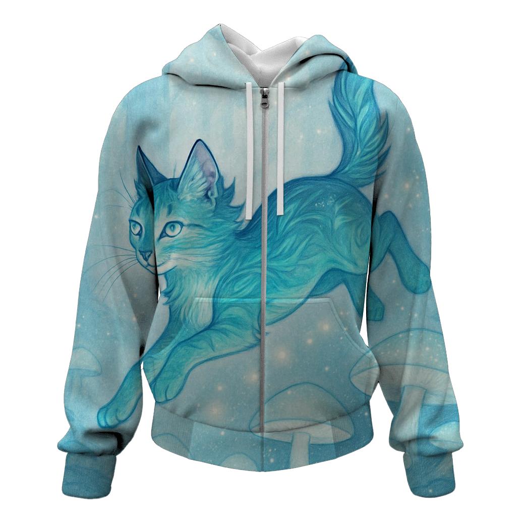 Aurora Forest Sprite Cat embroidered hoodies