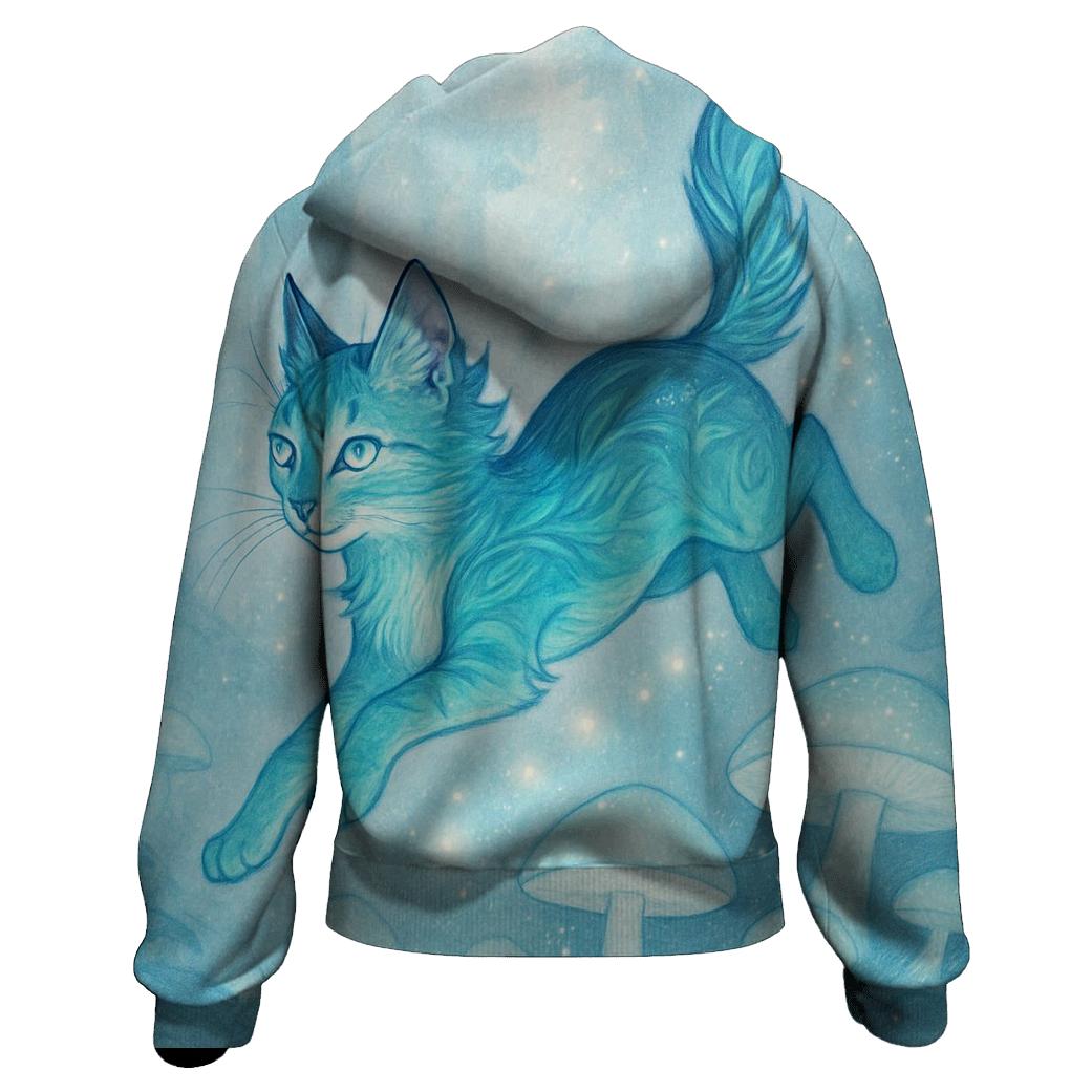 Aurora Forest Sprite Cat embroidered hoodies