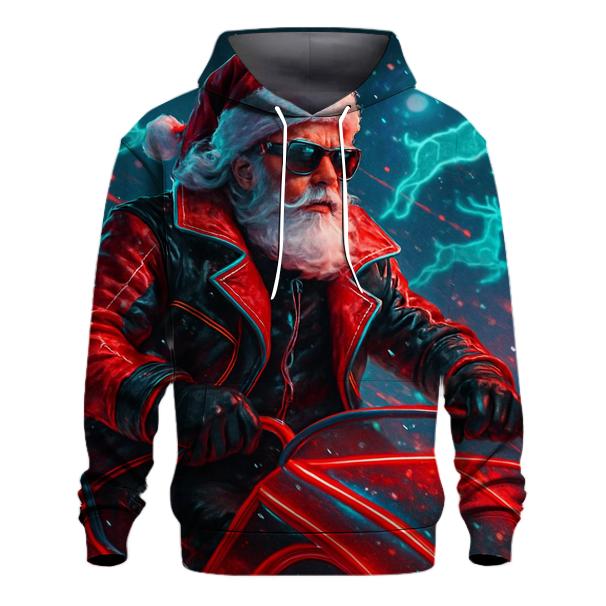 Neon Sleigh Pilot Santa graphic hoodies