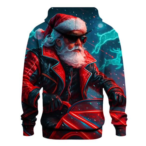 Neon Sleigh Pilot Santa graphic hoodies