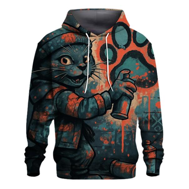 Patchwork Street Artist Cat zip-up hoodies
