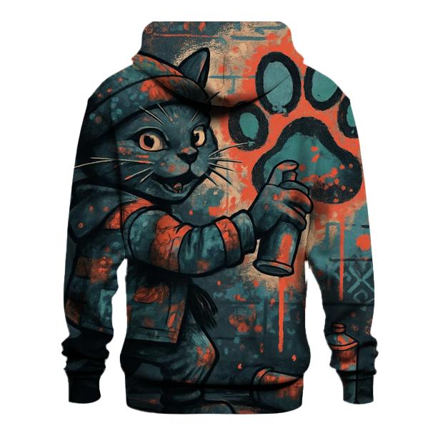 Patchwork Street Artist Cat zip-up hoodies