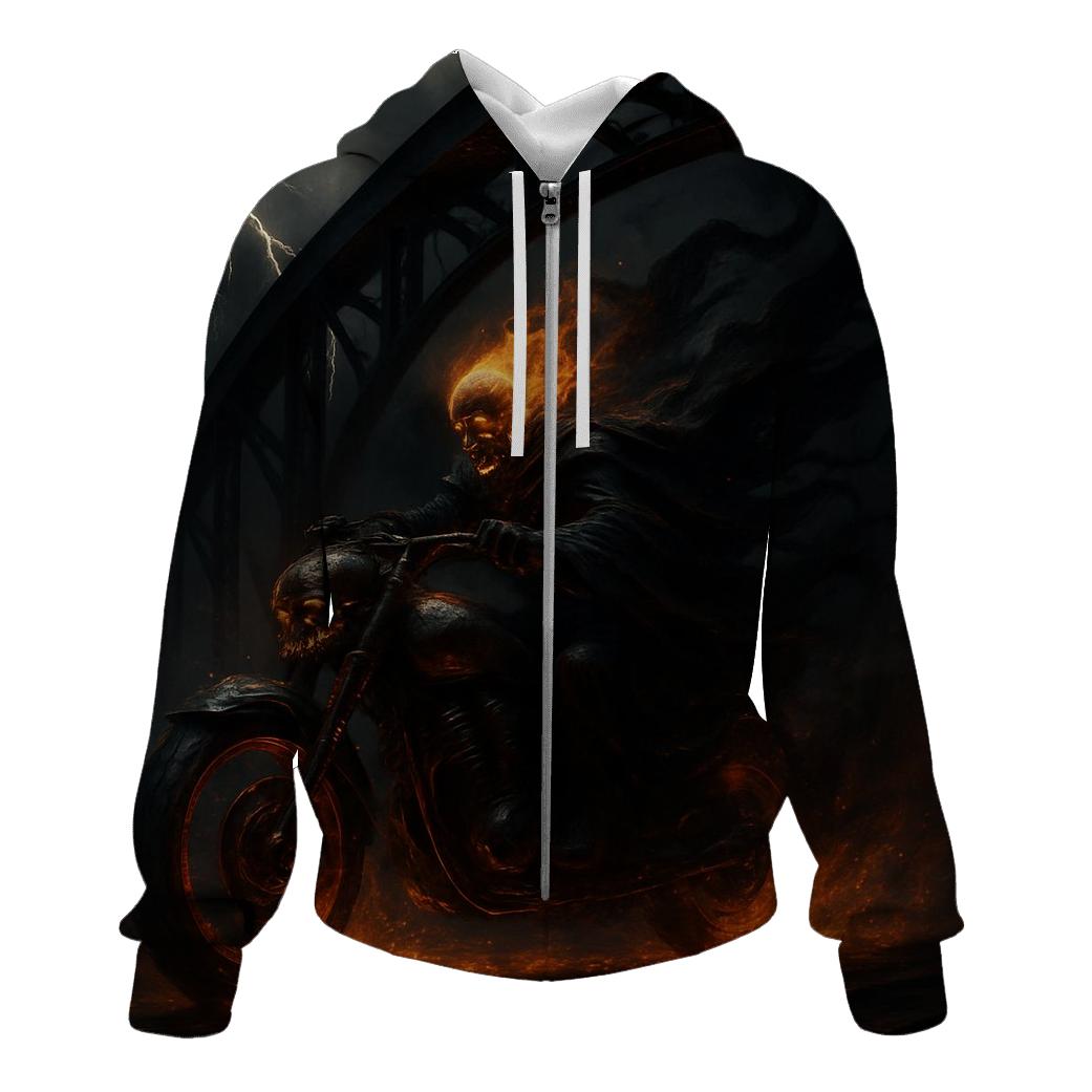 Grim Rider Of The Iron Bridge embroidered hoodies