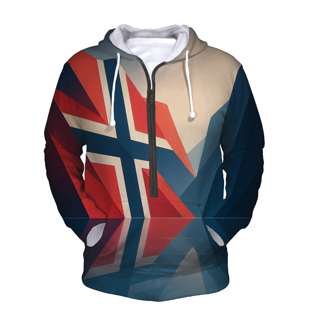 Nordic Fjord Geometry premium hoodies