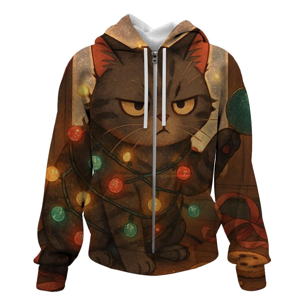 Grumpy Cat Tangle Of Lights heavyweight hoodies