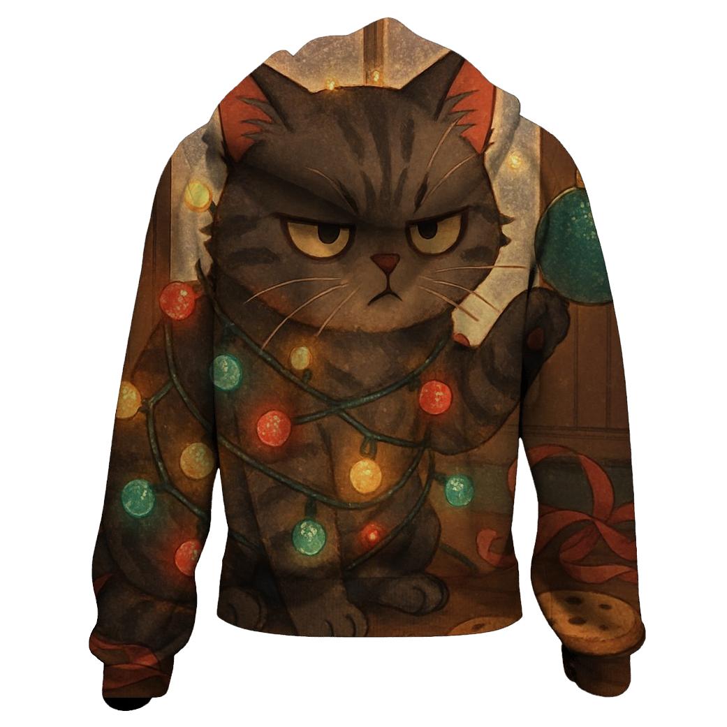 Grumpy Cat Tangle Of Lights heavyweight hoodies